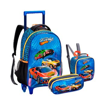 Kit-Mochila-Carrinho---Lancheira---Estojo-Azul-e-Preto-Kids-Racing-Team-|-Seanite-Tamanho--UN---Cor--AZUL-0